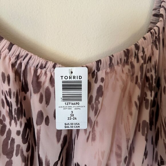 Torrid Mini Chiffon Off Shoulder Skater Dress Animal Womens Size 3X Date Night - Picture 6 of 9